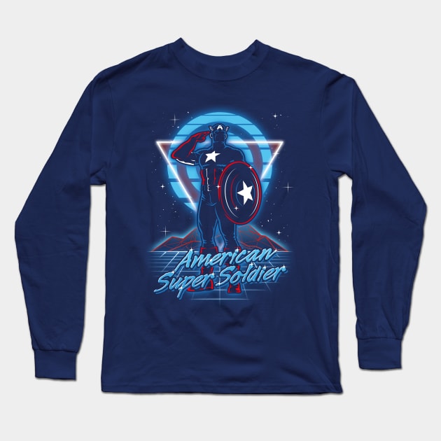 Retro American Super Soldier Long Sleeve T-Shirt by Olipop